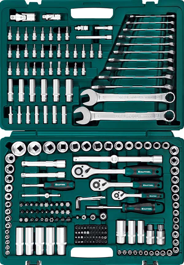 Универсальный набор инструмента KRAFTOOL X Drive 1/2″+3/8″+1/4″ 216 предм., 27888-H216