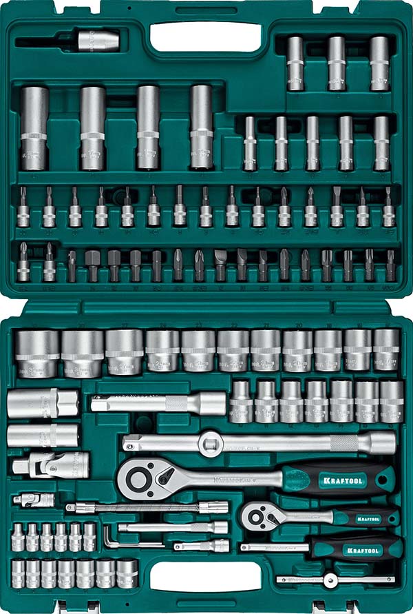 Универсальный набор инструмента KRAFTOOL X-Drive 94 1/2″+1/4″ 94 предм., 27883-H95