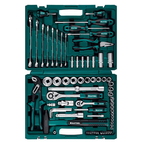 Универсальный набор инструмента KRAFTOOL EXTREM-76 1/2″+3/8″+1/4″ 76 предм., 27889-H76
