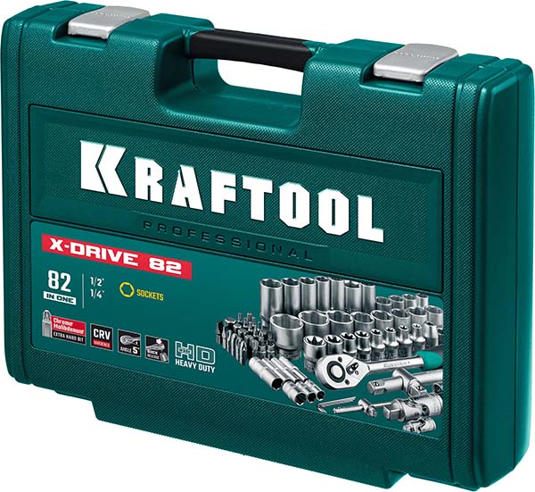 Универсальный набор инструмента KRAFTOOL X-Drive 82 1/2″+1/4″ 82 предм., 27887-H82