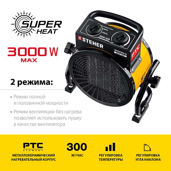 Электрическая тепловая пушка STEHER 3 кВт (SEK-5R)