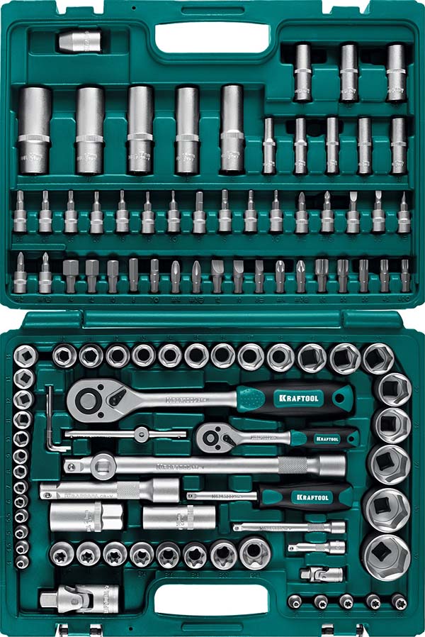 Универсальный набор инструмента KRAFTOOL X-Drive 108 1/2″+3/8″+1/4″ 108 предм., 27888-H108