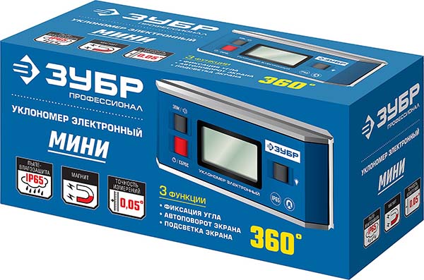 Электронный уровень-уклономер ЗУБР МИНИ, 0 - 90°, ±0.05°, Профессионал