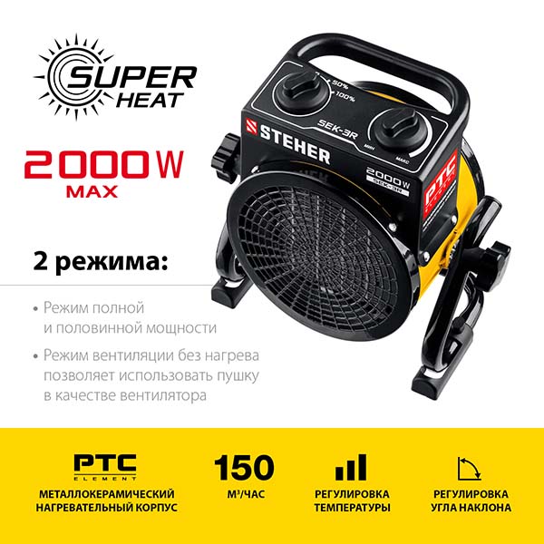 Электрическая тепловая пушка STEHER 2 кВт (SEK-3R)